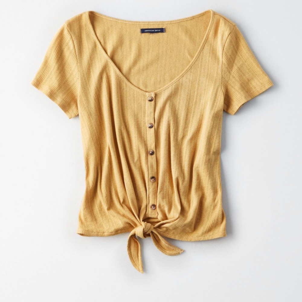 AE Buttoned Tie Yellow Tee